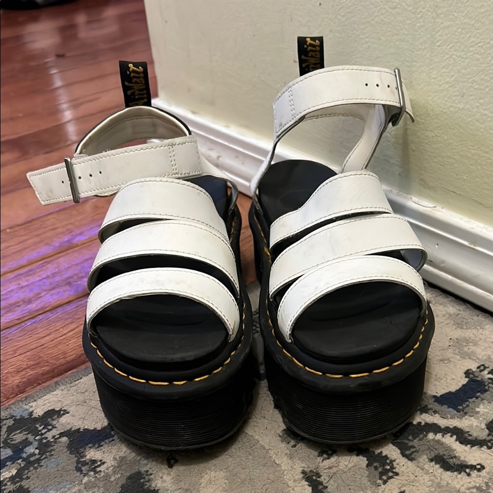 Dr. Martens Black and White Platform Shoes